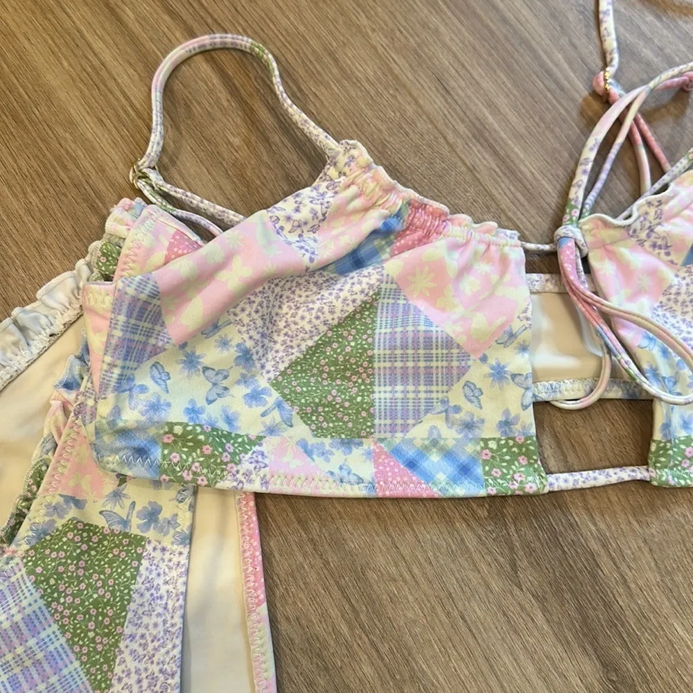 Lovers + Friends  In a Haze Two Piece Patchwork Bikini Small - Image 8