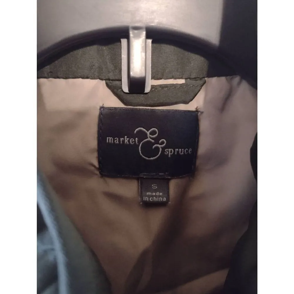 Market & Spruce Quilted Vest Size S Green Full Zip Front Pockets - Image 2