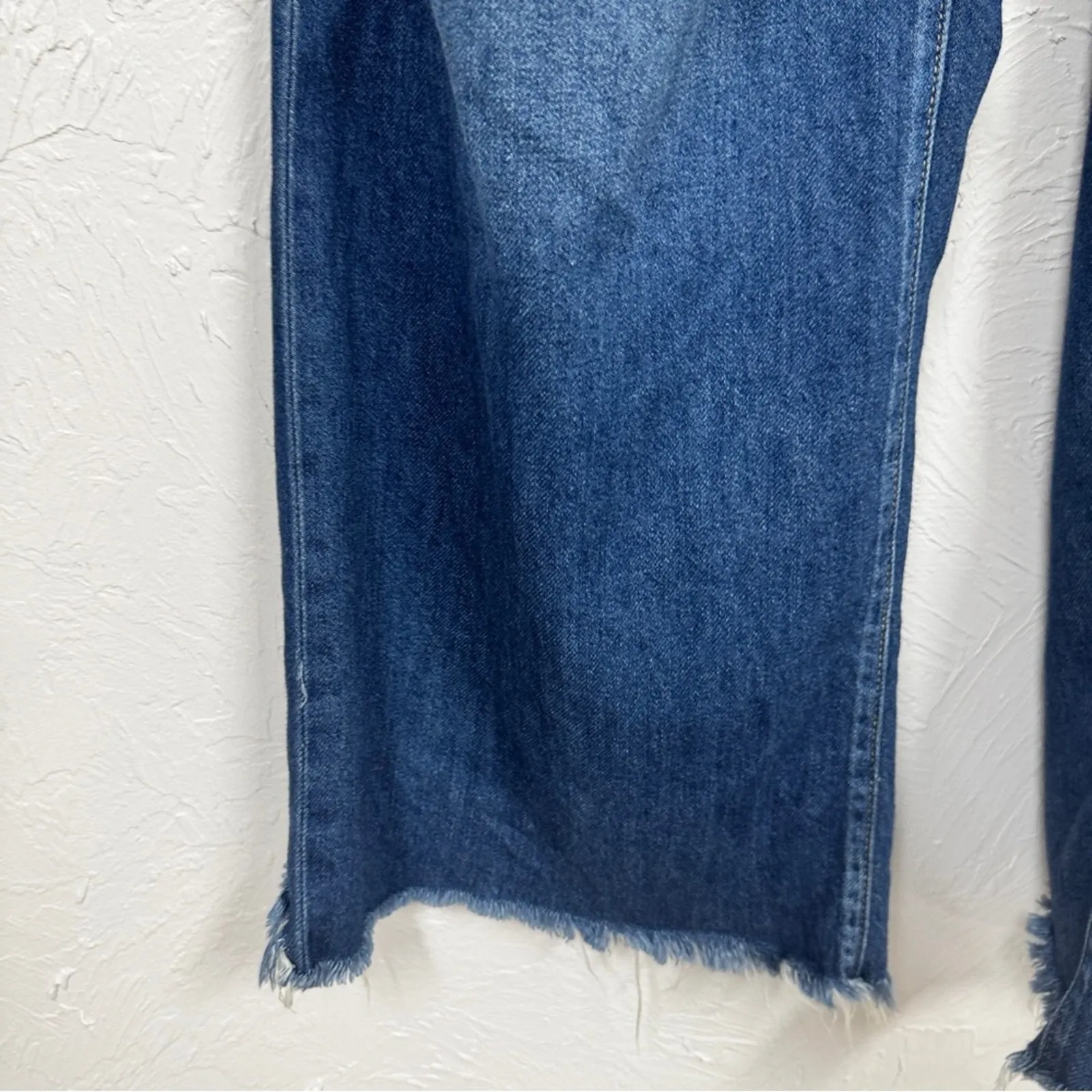 Kancan Blue Wide Leg Distressed High Rise Jeans Womens 31 Denim Classic Raw Hem - Image 4