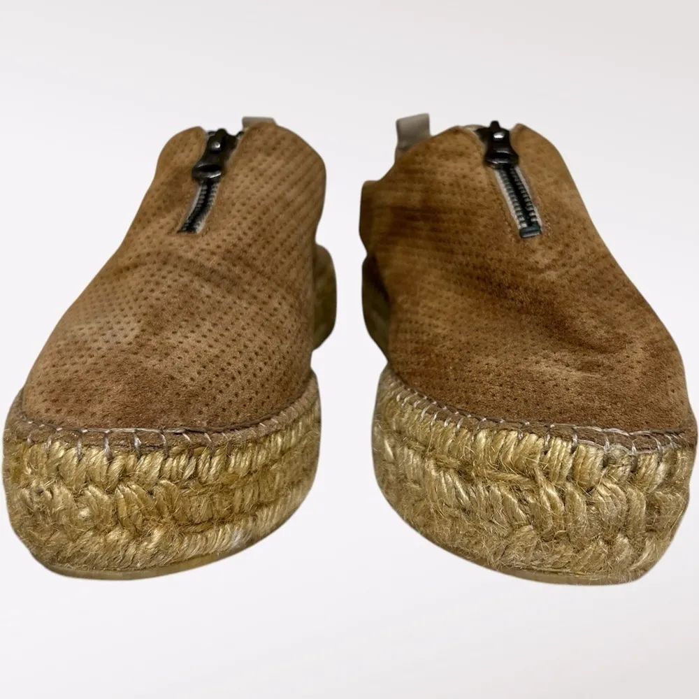 Eric Michael Shoe Women Size EU 41 Brown Tan Espadrille Platform Flat Suede Zip - Image 3