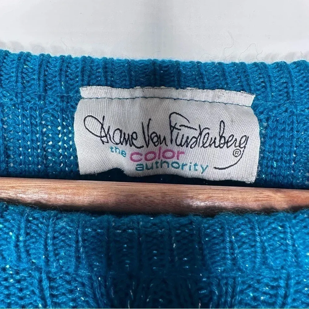 Diane Von Furstenberg The Color Authority Vintage Teal Metallic Pullover - Image 4