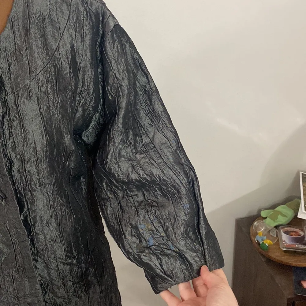 Apostrophe crinkle textured collarless longline overcoat size S - Image 9