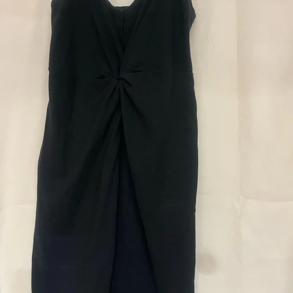 H&M Black Sleeveless V-Neck Sheath Midi Dress - Image 3