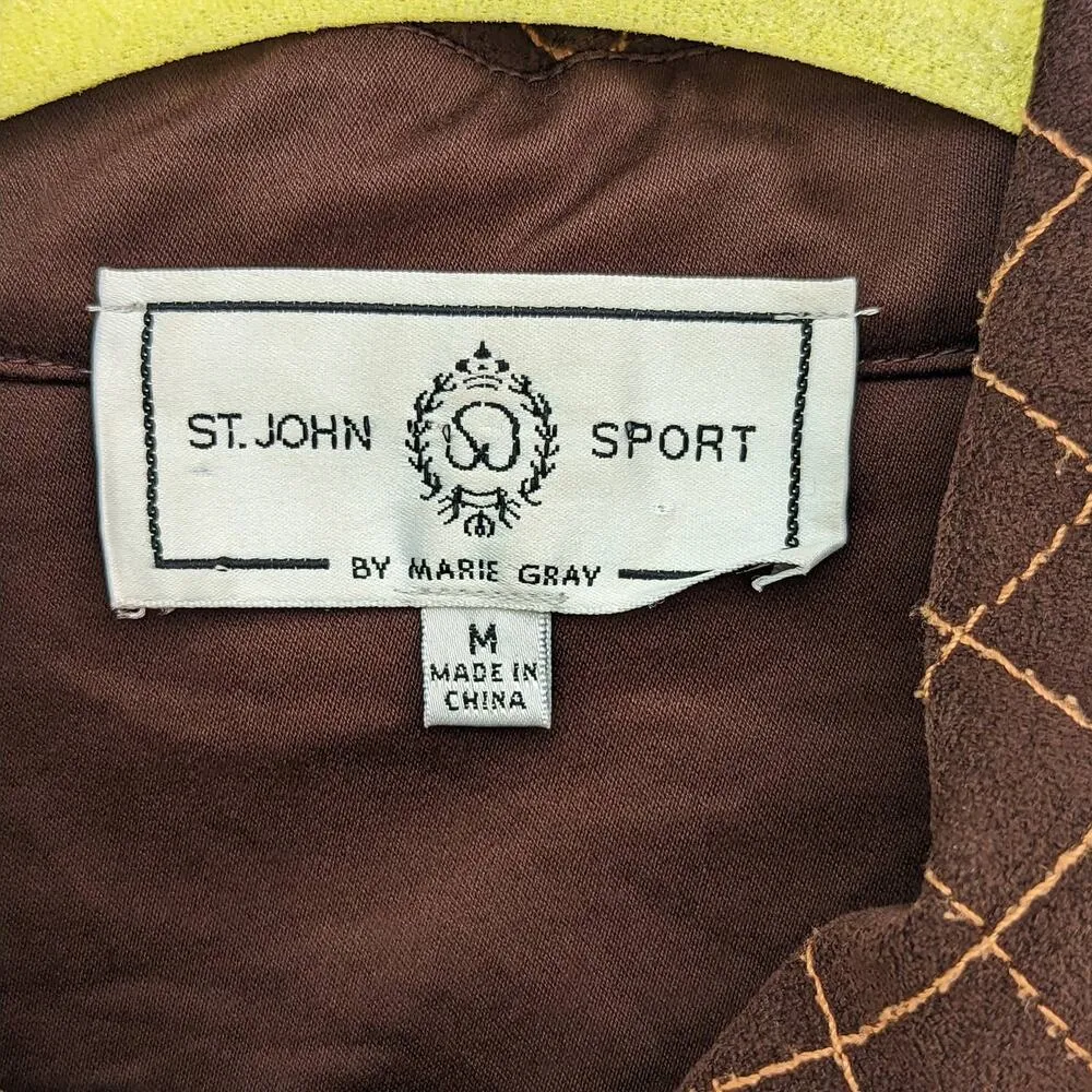 Vintage 1990s St John Sport Chocolate Brown Quilted Suit Set Blazer Trousers 90s - Image 8