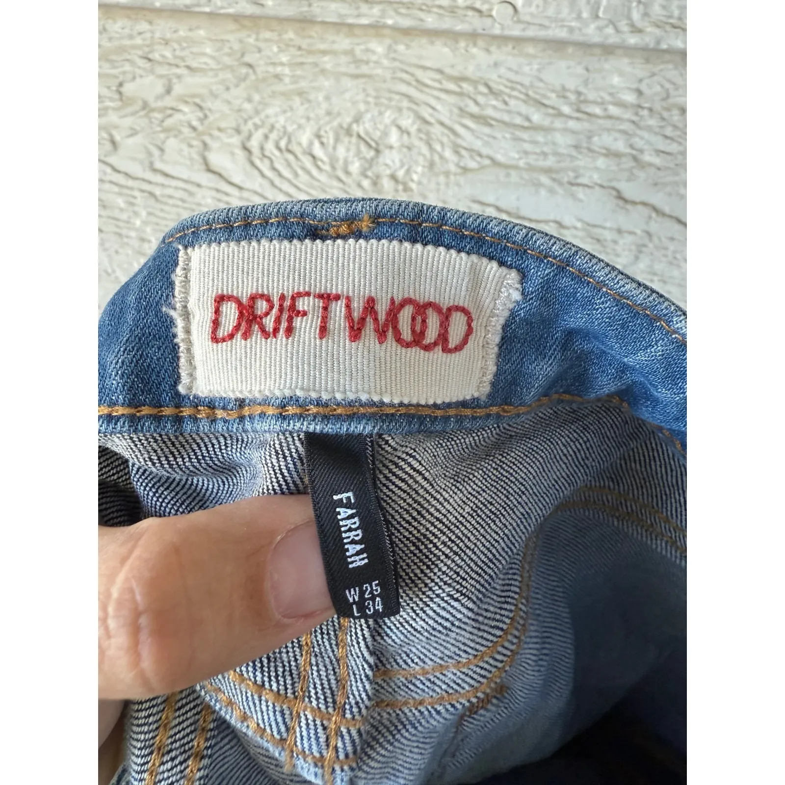 Driftwood Farrah High Rise Flare Jeans Womens Patchwork Denim Size 25 - Image 5