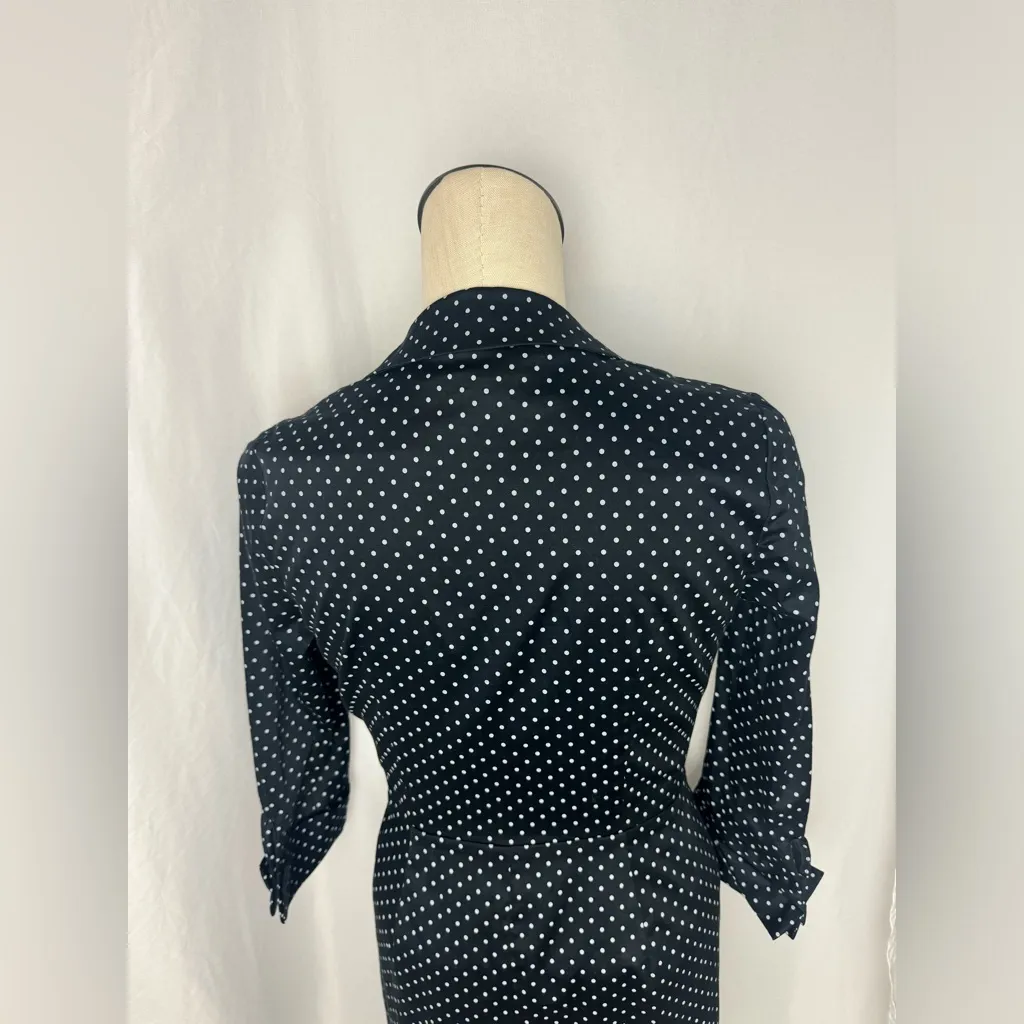 Ann Taylor Elegant collar Navy Polka Dot faux Wrap Dress Shirt  2P NWT - Image 8