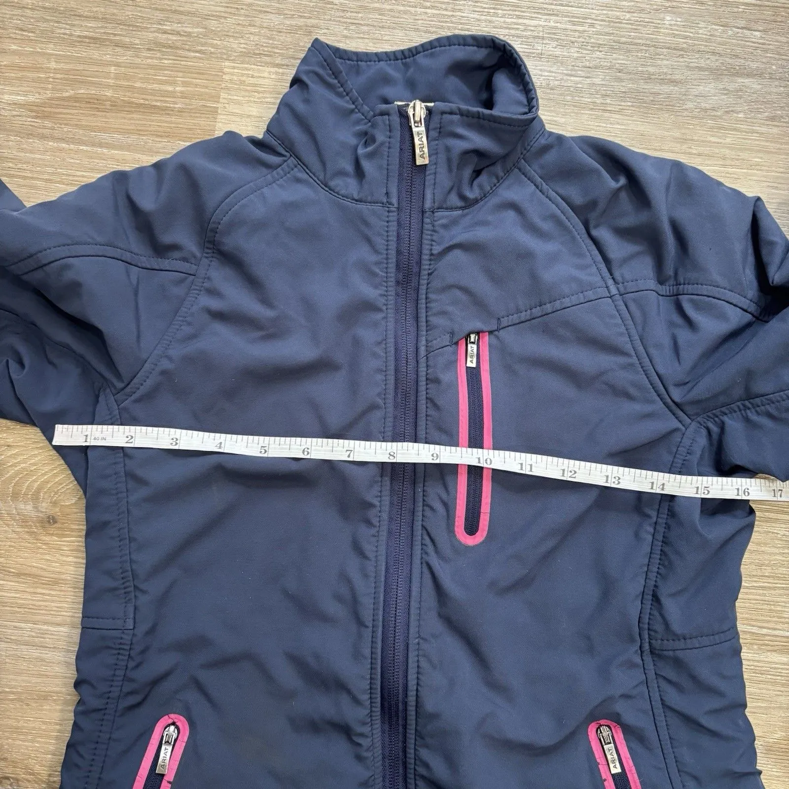 Ariat  Jacket Womens Size Small Softshell Zip Up Blue Pink Zip Up - Image 3