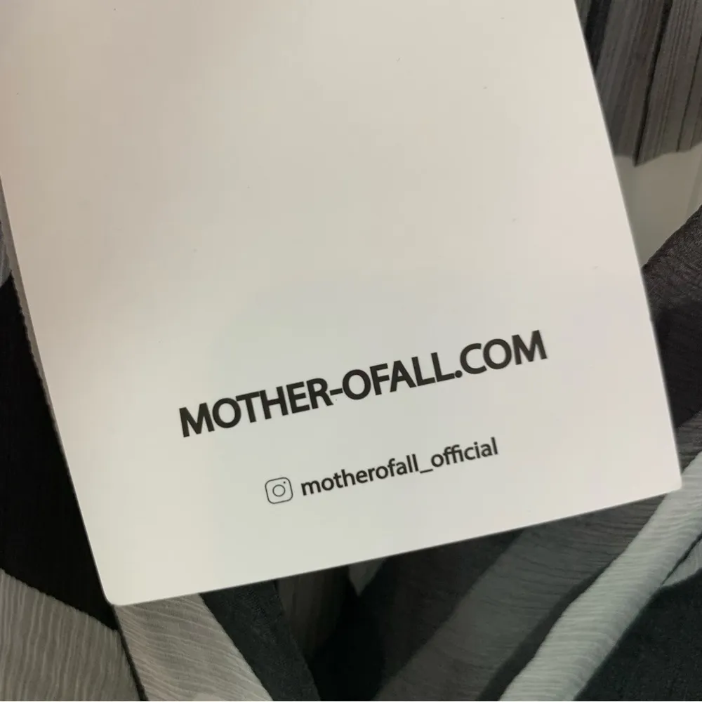 MOTHER OF ALL Vera Ruched Long Sleeve Silk Dress Black and White size 8/10 NWT - Image 8