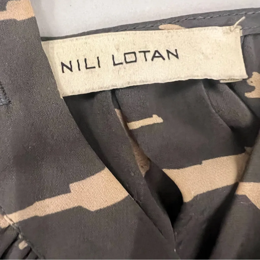 Nili Lotan Gun Print Silk tank top Tan - Image 9