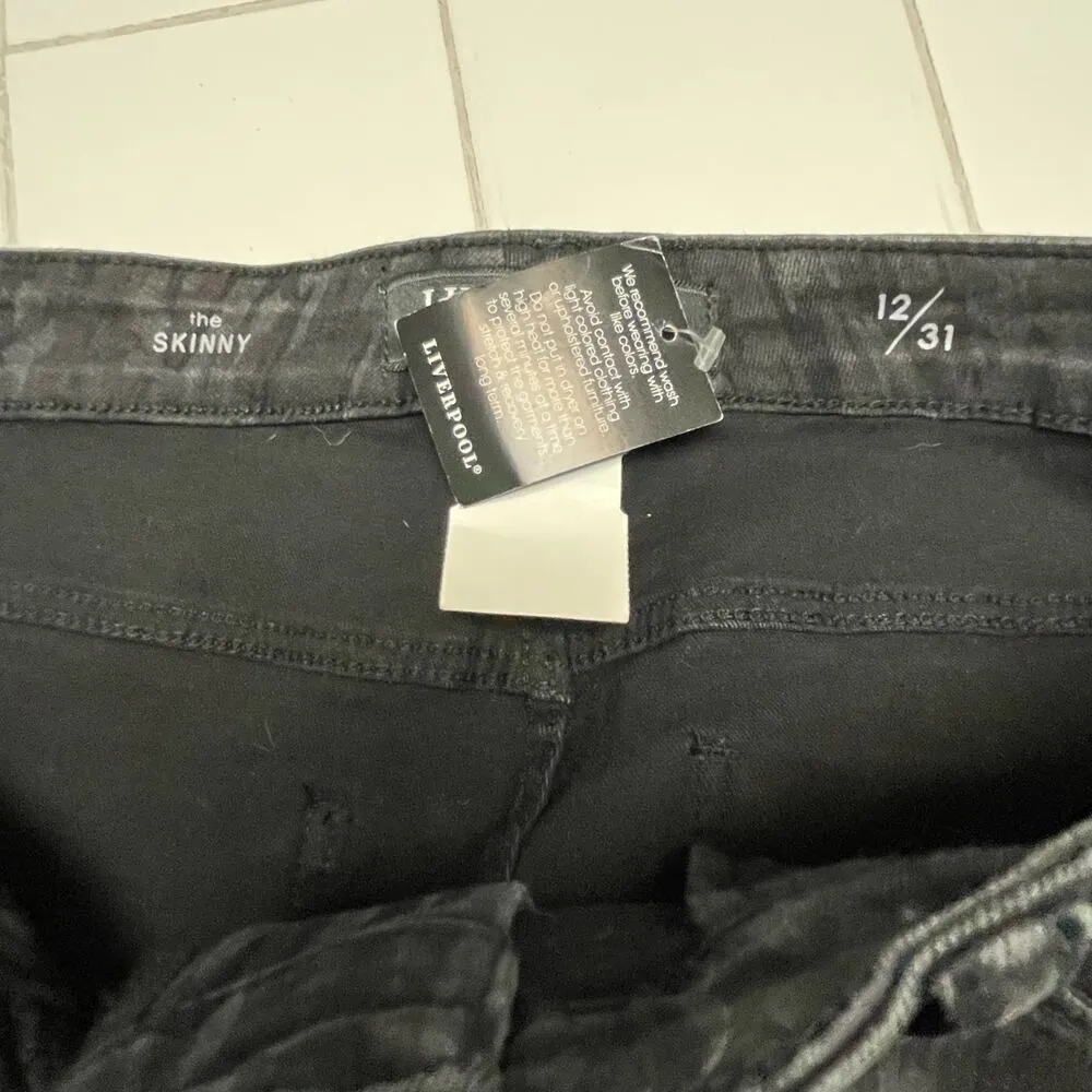 Liverpool NEW Black Denim Jeans Size 12 Sz 31 Print Five Pocket Skinny - Image 2