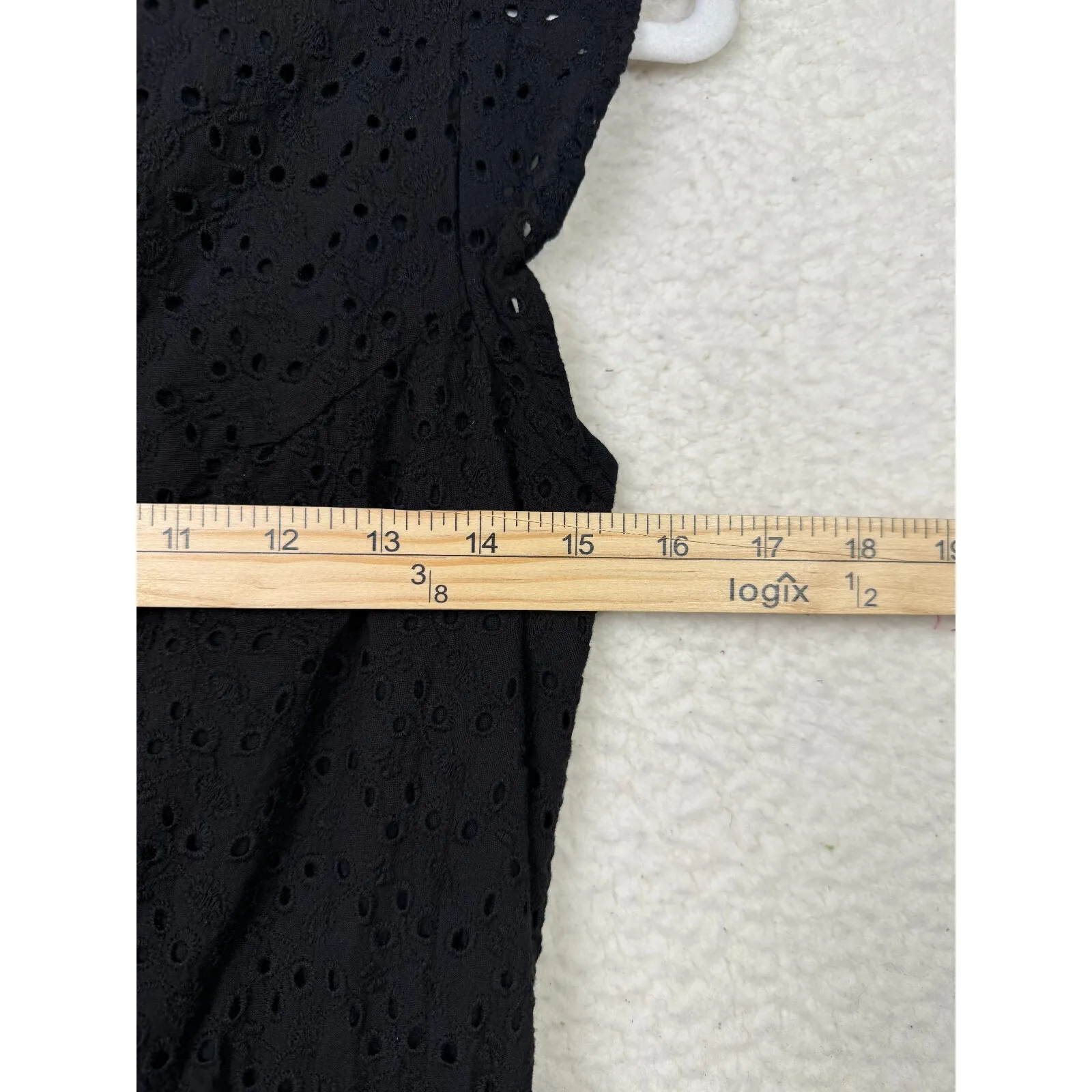 Evereve Elora Eyelet Midi Dress Black Sleeveless Whimsygoth Size Small - Image 6