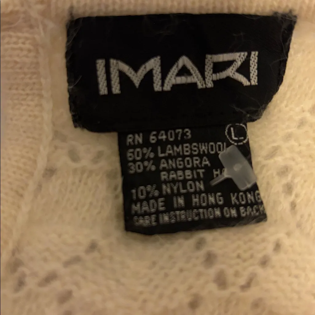 IMARI SOFT CREME COLORED SWEATER LAMBSWOOL ANGORA NYLON SIZE LARGE TUNIC LENGTH - Image 7
