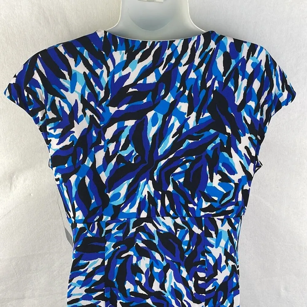 NWT. JONES NEW YORK Sheath Dress. Cap Sleeves. Blues, Black, White. Size 4 - Image 7