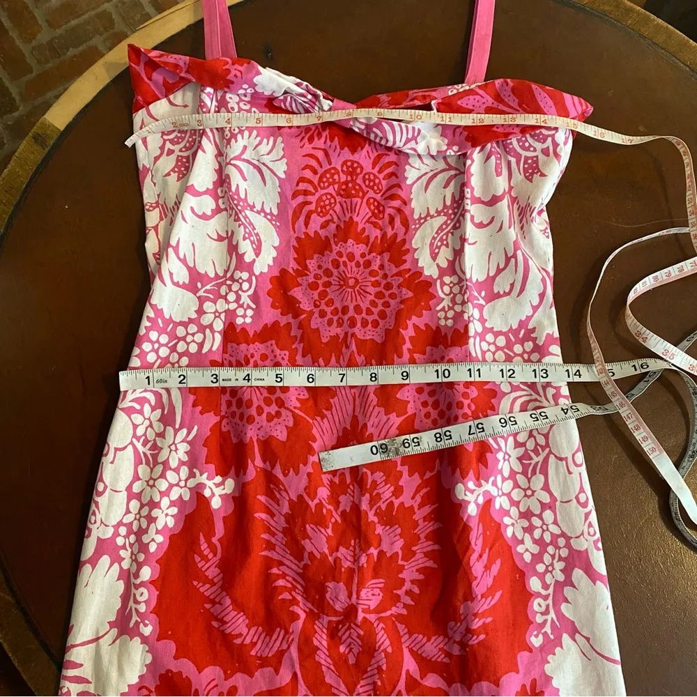 Marimekko vtg vintage Hawaiian print pink floral mini dress size 2 beach coastal Red - Image 6