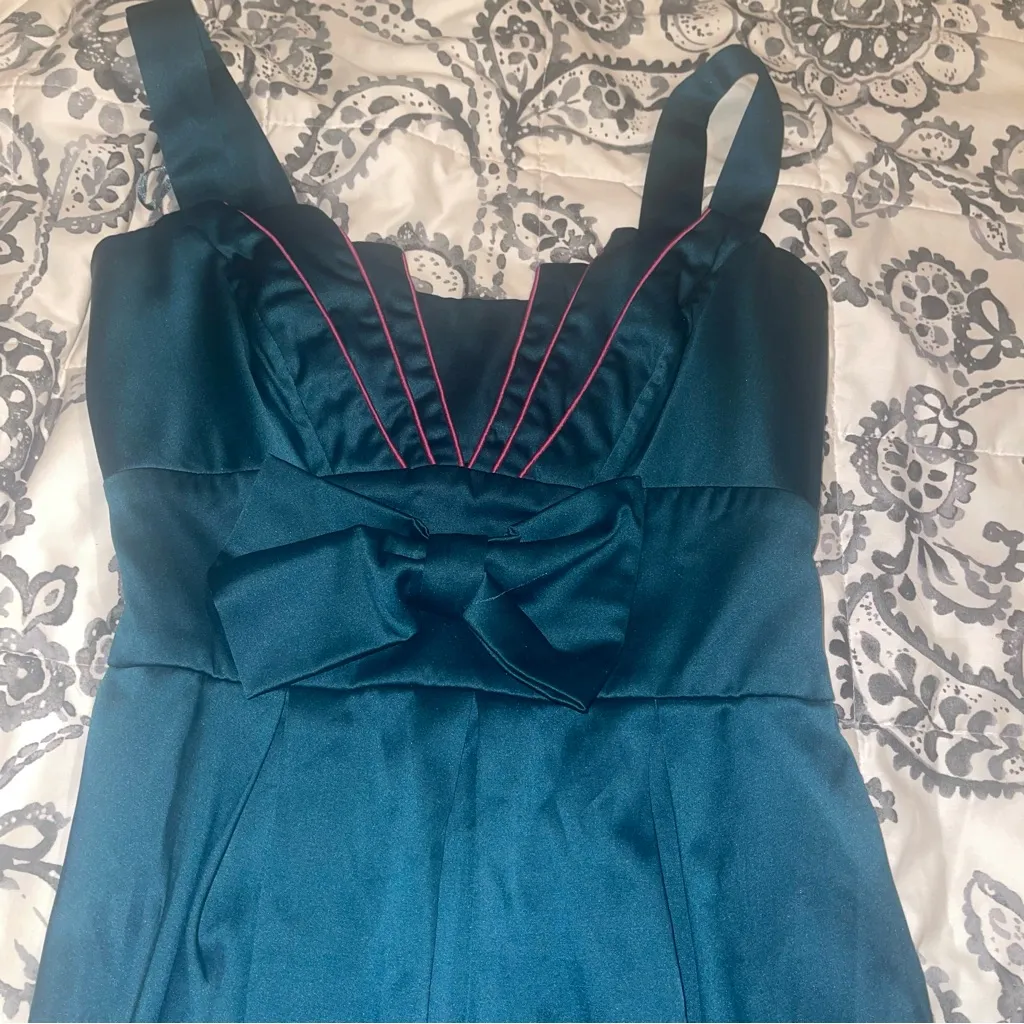 Teal dress with bow - Image 4