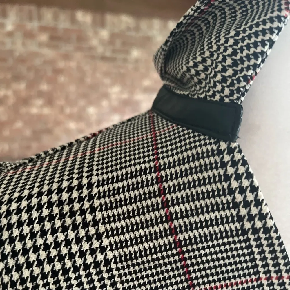 Zara Dress Houndstooth Plaid Mini Faux Leather Zipper XS A-line Casual Party Mod - Image 5