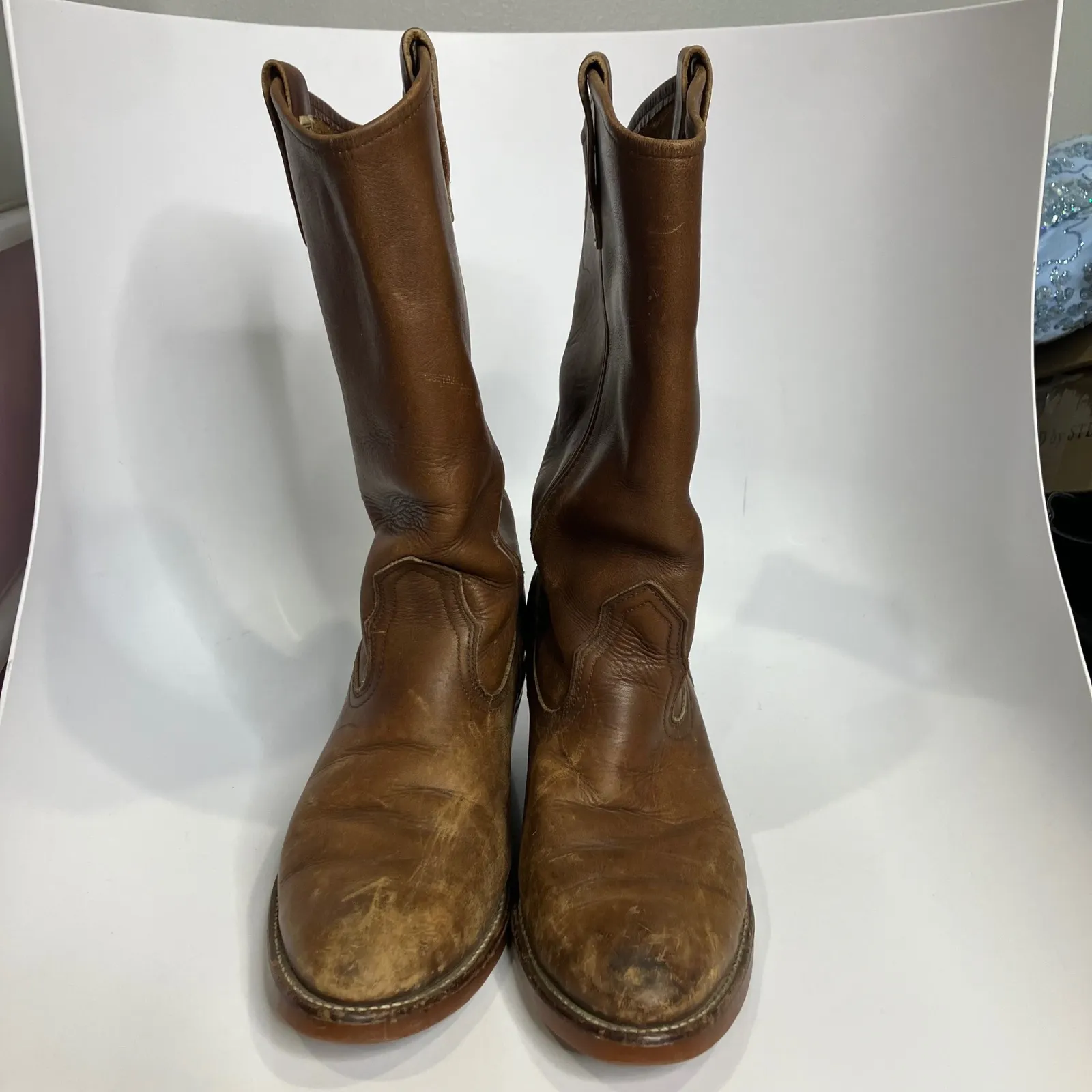 Vintage Red Wing Pecos cowboy boots cognac leather women's size 7 western Brown - Image 2