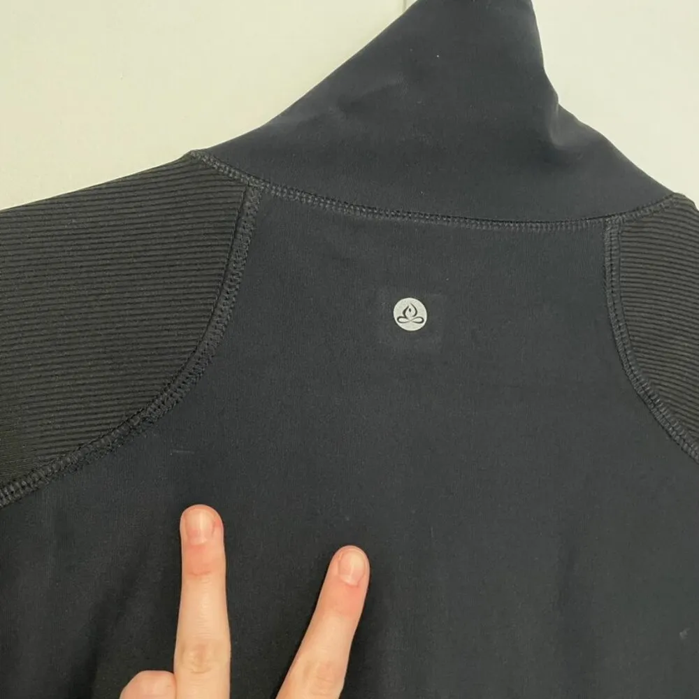 APANA Solid Black Full Zip Zipper Collared Thumbholes Active Jacket Track Jacket - Image 13