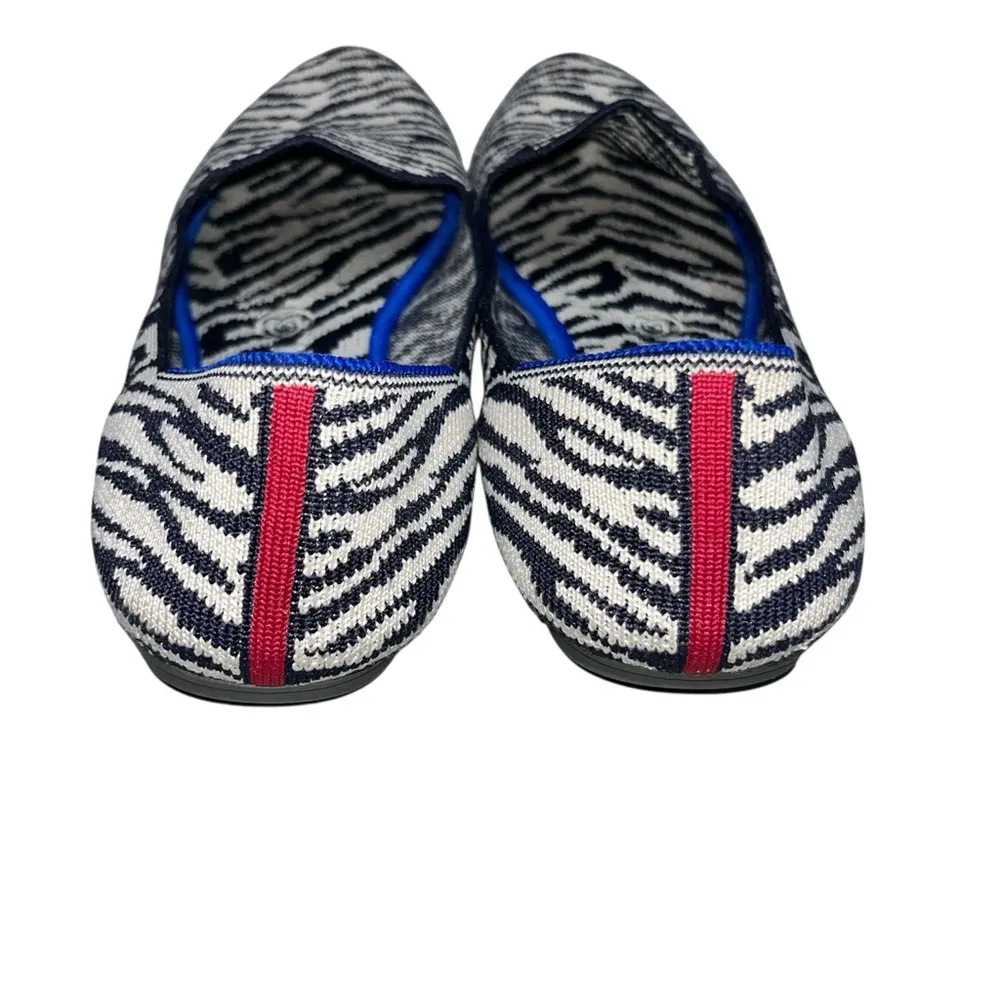 Rothy's The Almond Loafer Zebra Print Navy Blue & White Loafers Flats Shoes 8 - Image 8