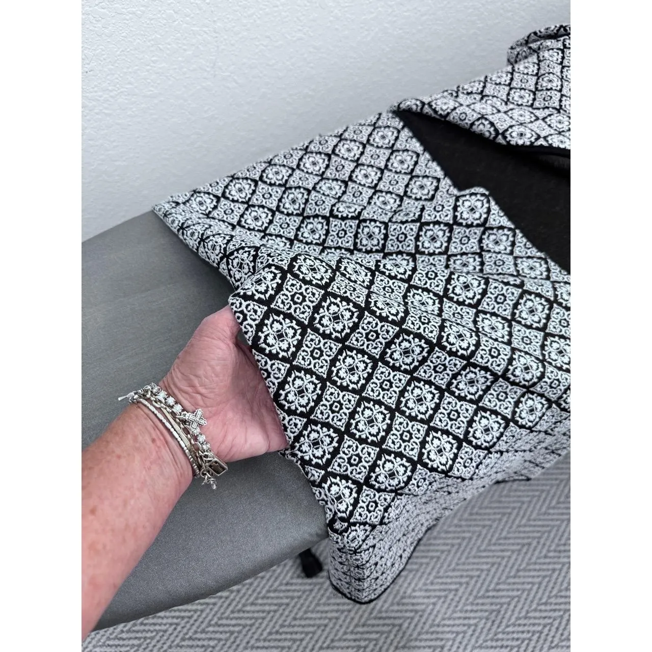 Philosophy Black Patterned Long Sleeves Collared Modern Coat Medium‎ - Image 5