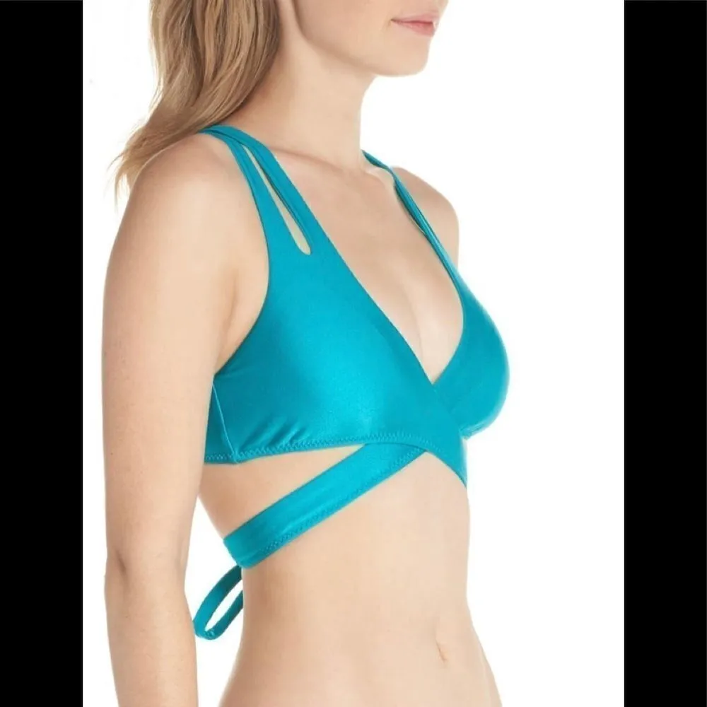 BECCA shimmery wrap front bikini top. NWOT - Image 5