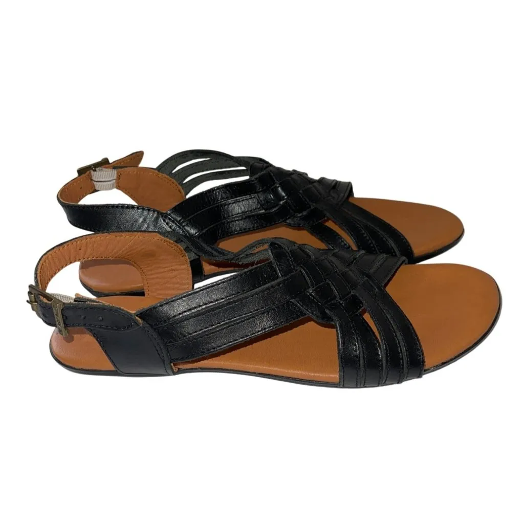 Huaraches by Bearpaw Sandals Womens Size 12 Agate Strappy Black Leather Open Cas - Image 2