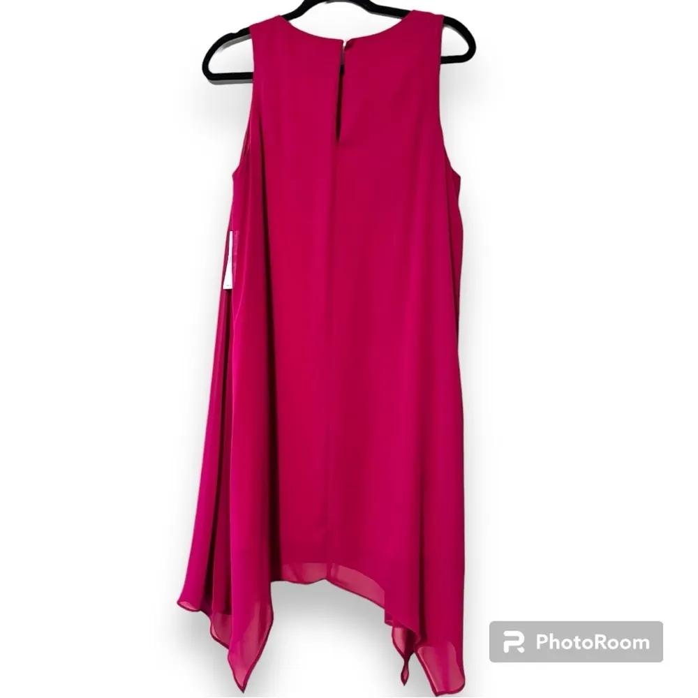 GLAMOUR nights size 12 sleeveless fuchsia dress lined rhinestone accent neck NEW Pink - Image 4