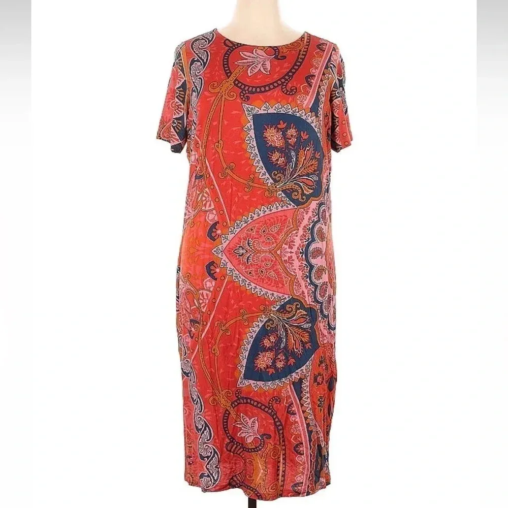 Anthropologie Farm Rio Orange Tropical Giannina Knit Midi Dress Plus Size 1X - Image 4