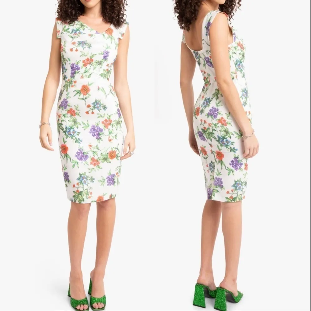 NWOT  Black Halo Jackie O Sequin Sheath Floral Pencil Dress Size 8 - Image 2