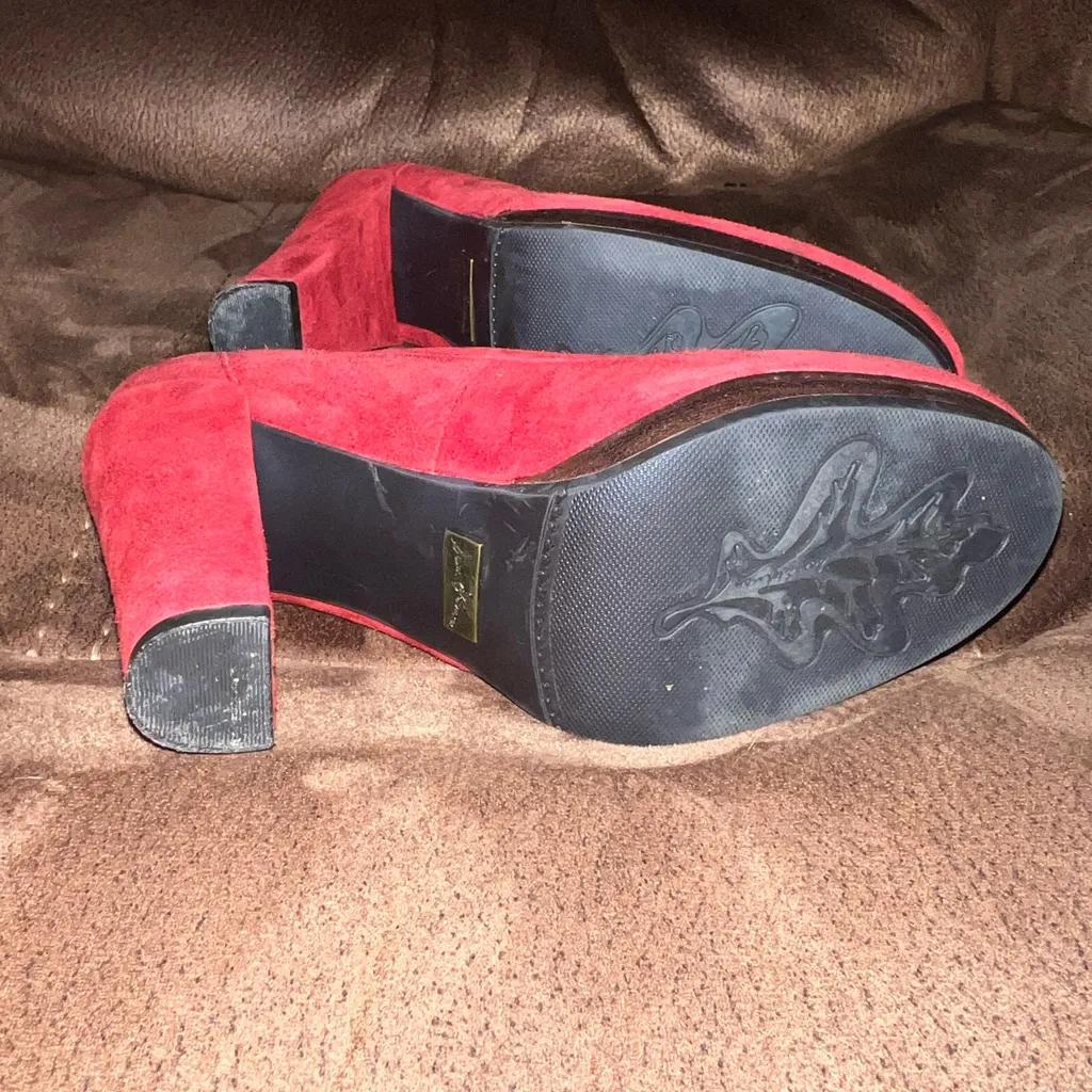 Sam Edelman  Red Suede Tassel Loafer Heels - Image 6