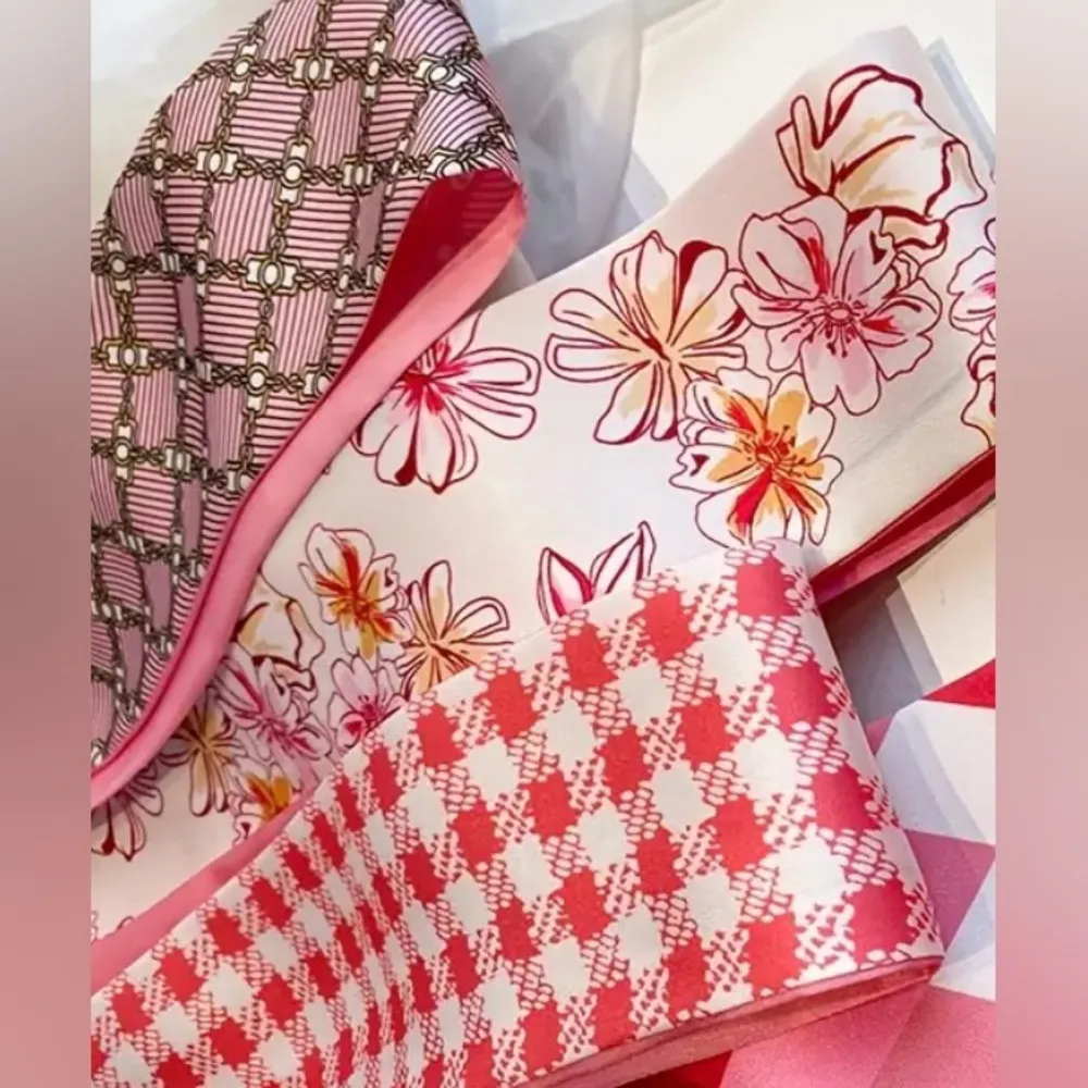 3 Pink Patterned Twilly Purse Scarves Set - Image 2