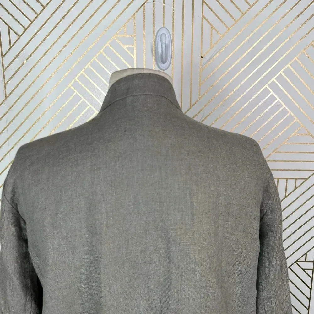 Eileen Fisher Linen‎ Button Down Shacket TanBrown Size Petite Large - Image 6
