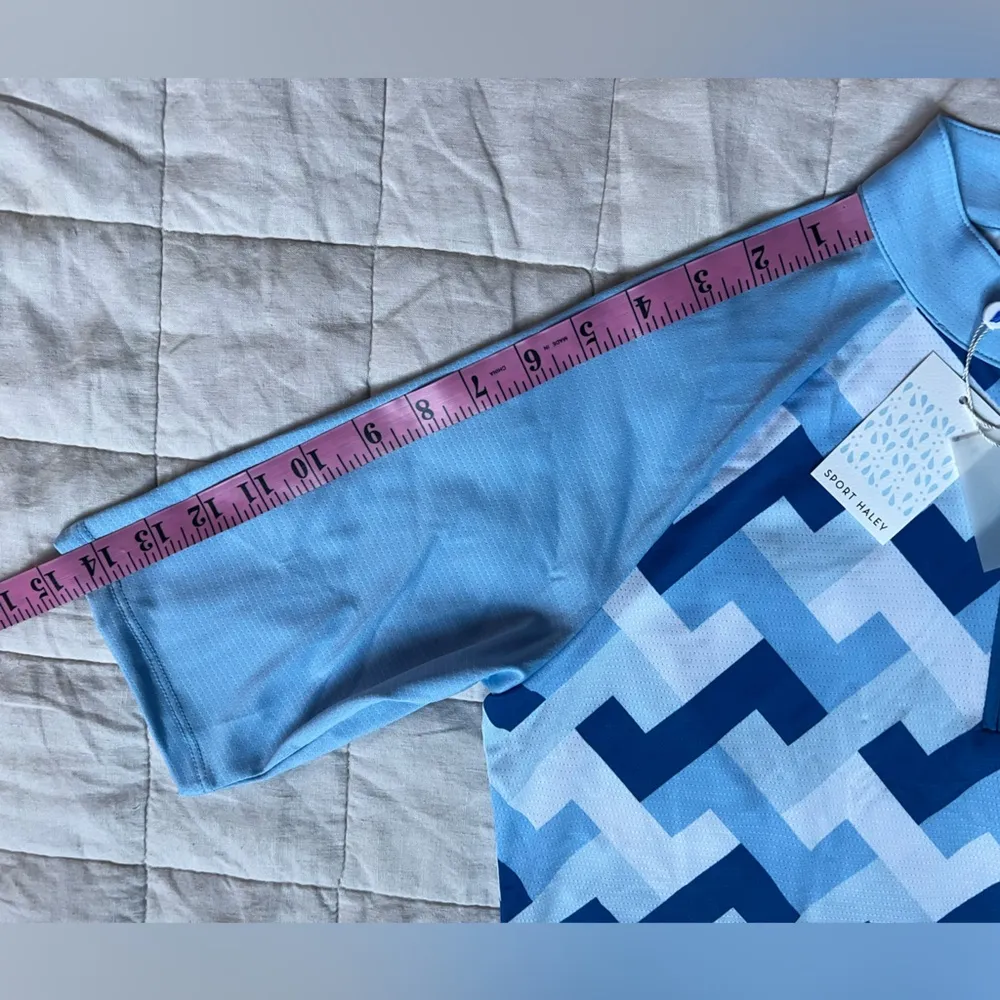 NWT Sport Haley Blue Geometric Tempo Short Sleeve Mock Women’s Golf Top - Image 6