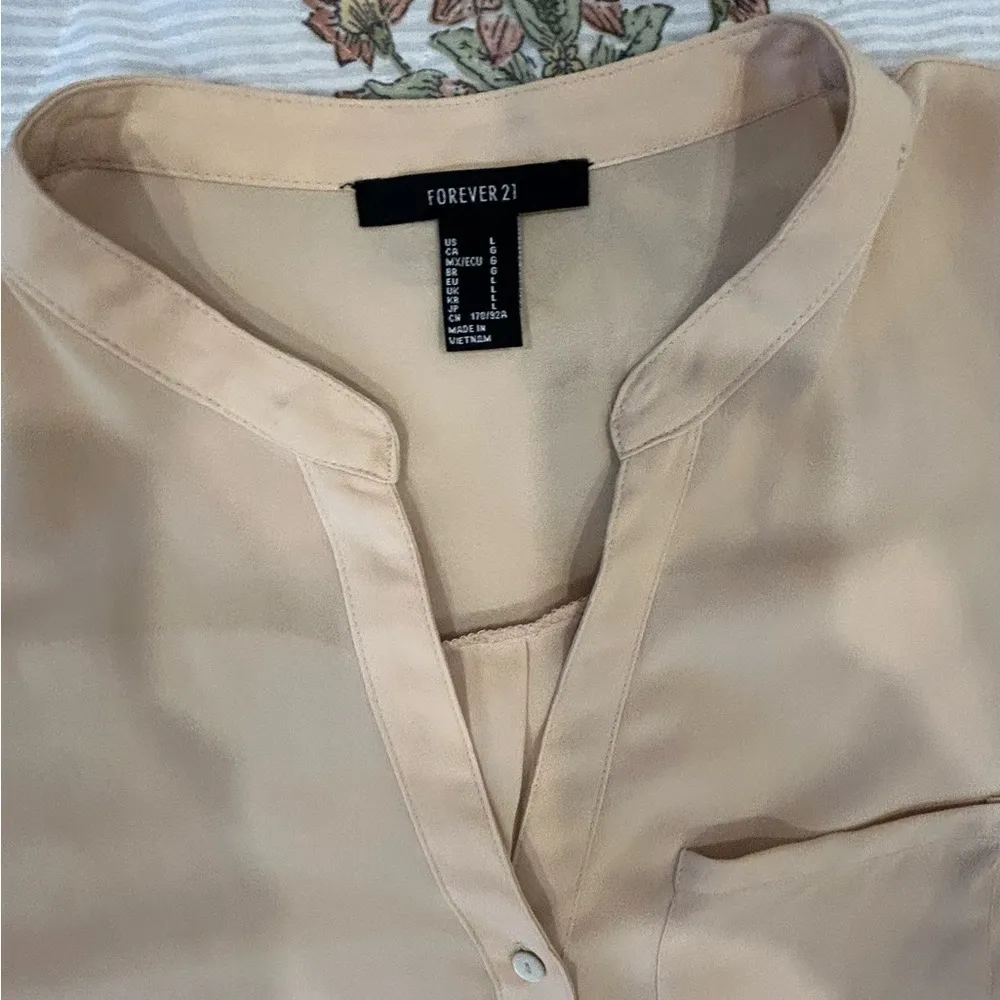 Forever 21 Light Tan Blouse Dress   Sheer  women large - Image 2
