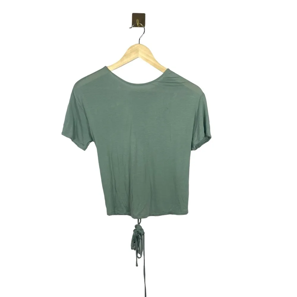 Alo Yoga Entwine Lace Back Short Sleeve Top in Sage Green OS - Image 3