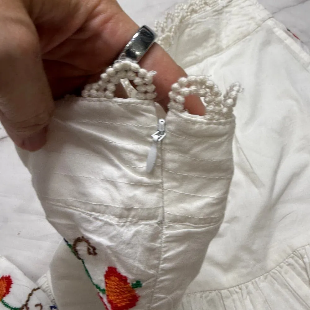 Farm Rio Pitanga Embroidery Mini Skirt Size XL Off White New Crochet Birds - Image 7