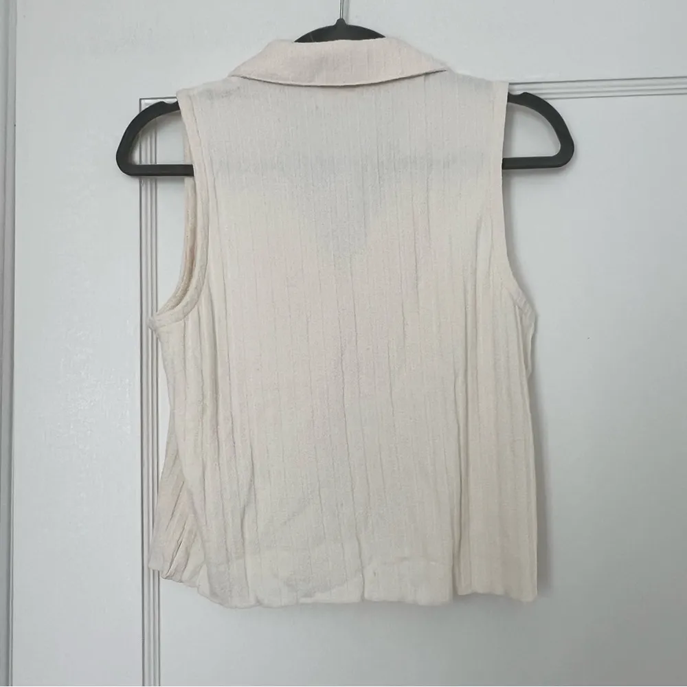 Madewell Mixed-Button Ribbed Polo Tank in Antique White Size Small NWT - Image 9