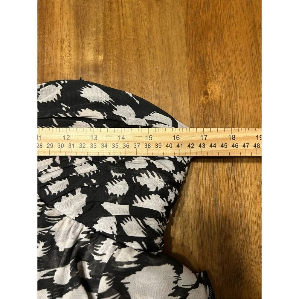 MAX & CLEO Dress “Jenny” Bodycon Mini Black Ecru Strapless Size 10 - Image 7