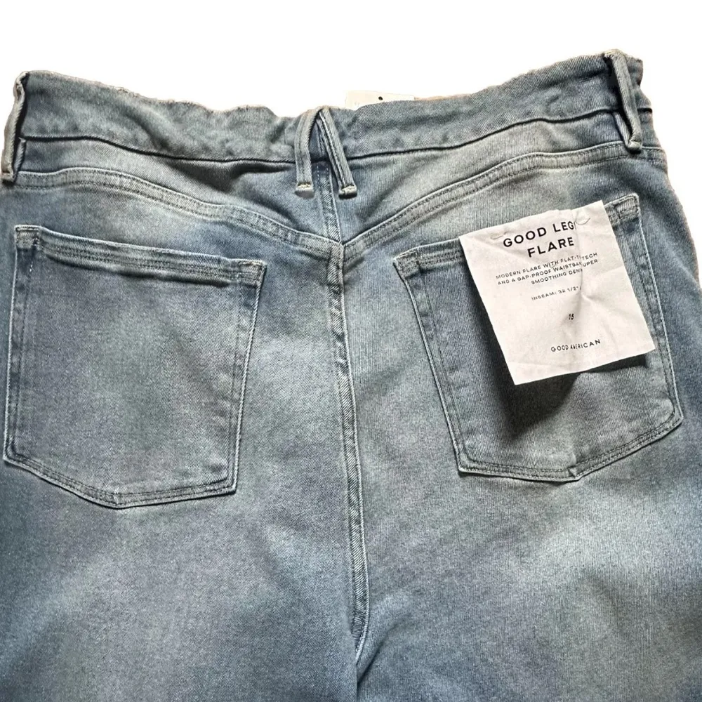 Good American Good Legs Flare Ripped High Waist Deep V Jeans Size: 15 New 33 - Image 10