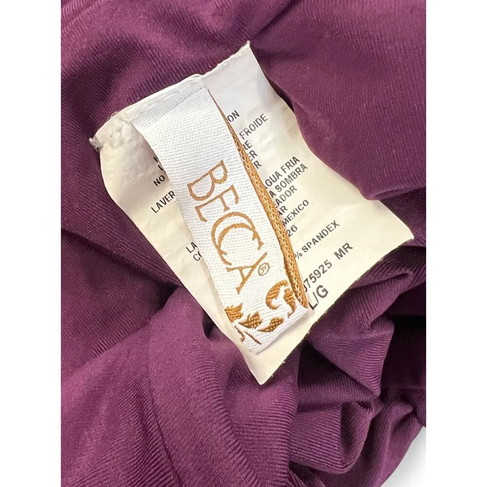 Becca L Reconnect One Piece Swimsuit Burgundy Oxblood Plunging Beaded Charms - Image 6