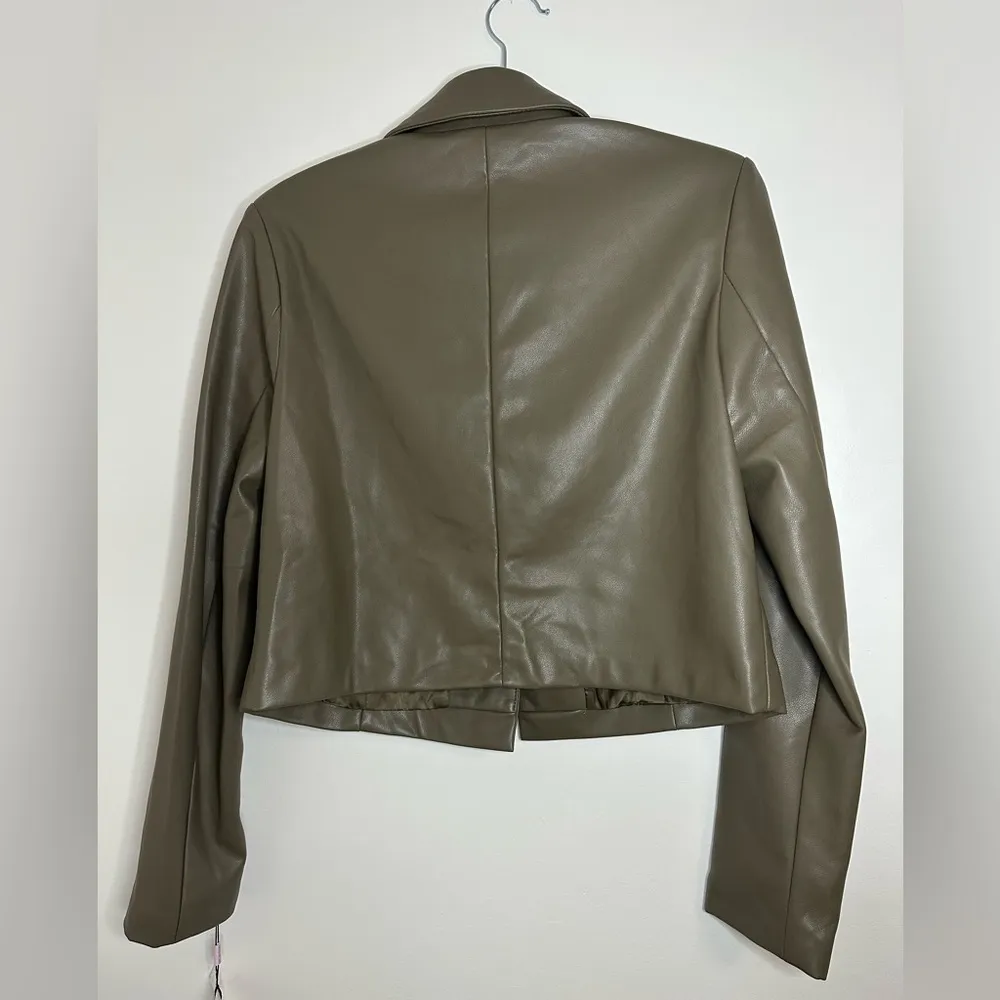 Anthropologie Avec Les Filles Cropped Vegan Faux Buttery Leather Jacket Small - Image 4