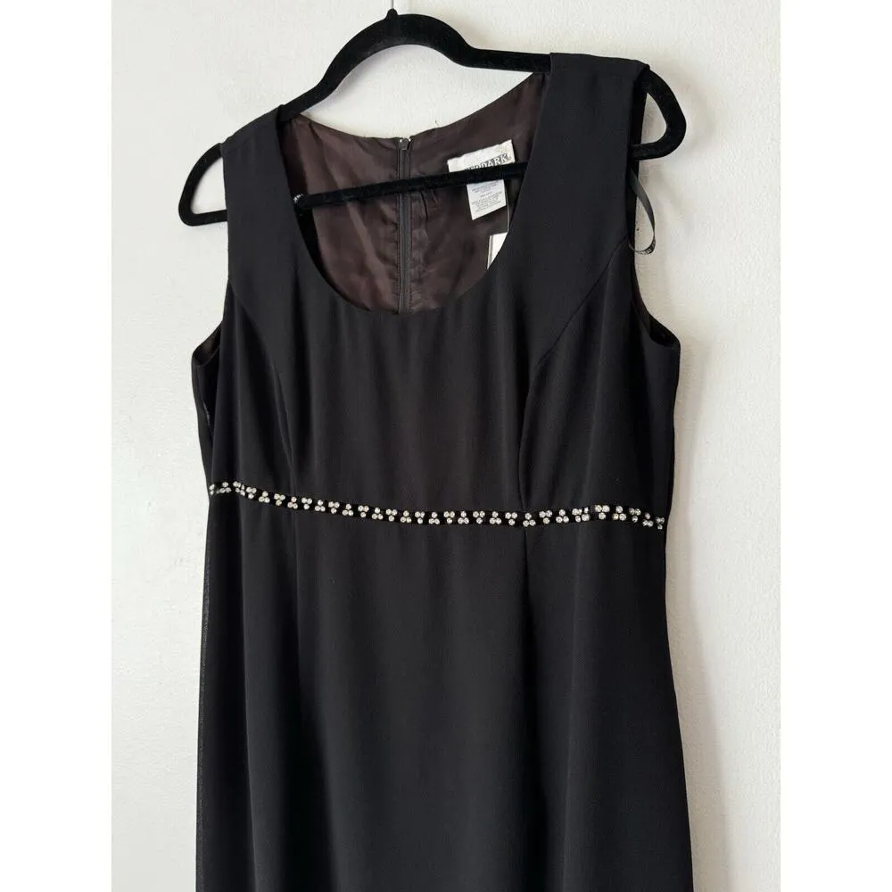 NWT After Dark Black Rhinestone Empire Waist Vintage Formal Long Dress Size 14 - Image 3