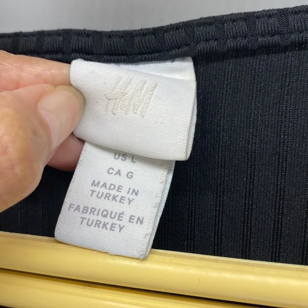 H&M black faux wrap ribbed black bodysuit date night girls night basic - Image 2