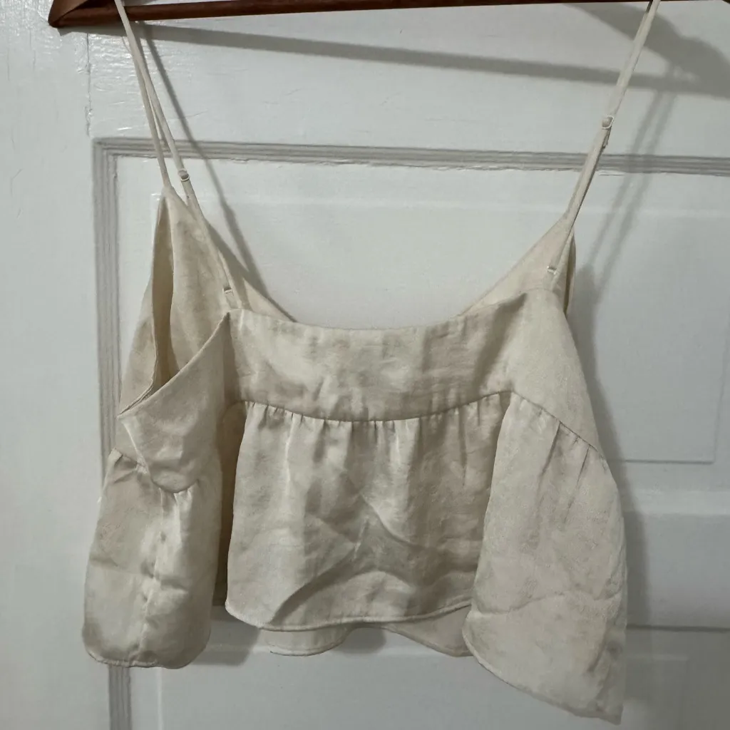 Aritzia Lover babydoll blouse White Size L - Image 3