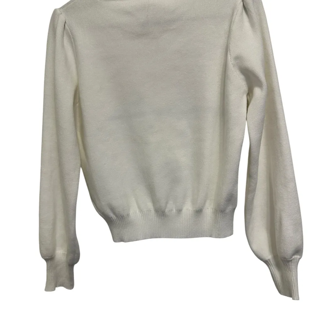 ME‎ Makeover Essentials Cream Sweater with Bow Accent White - Image 3