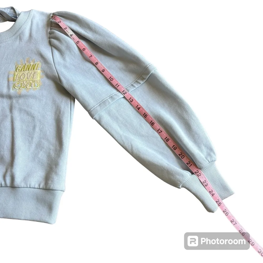 Ganni Isoli Puff-Sleeve Love Club Sweatshirt- Size XS - Image 14