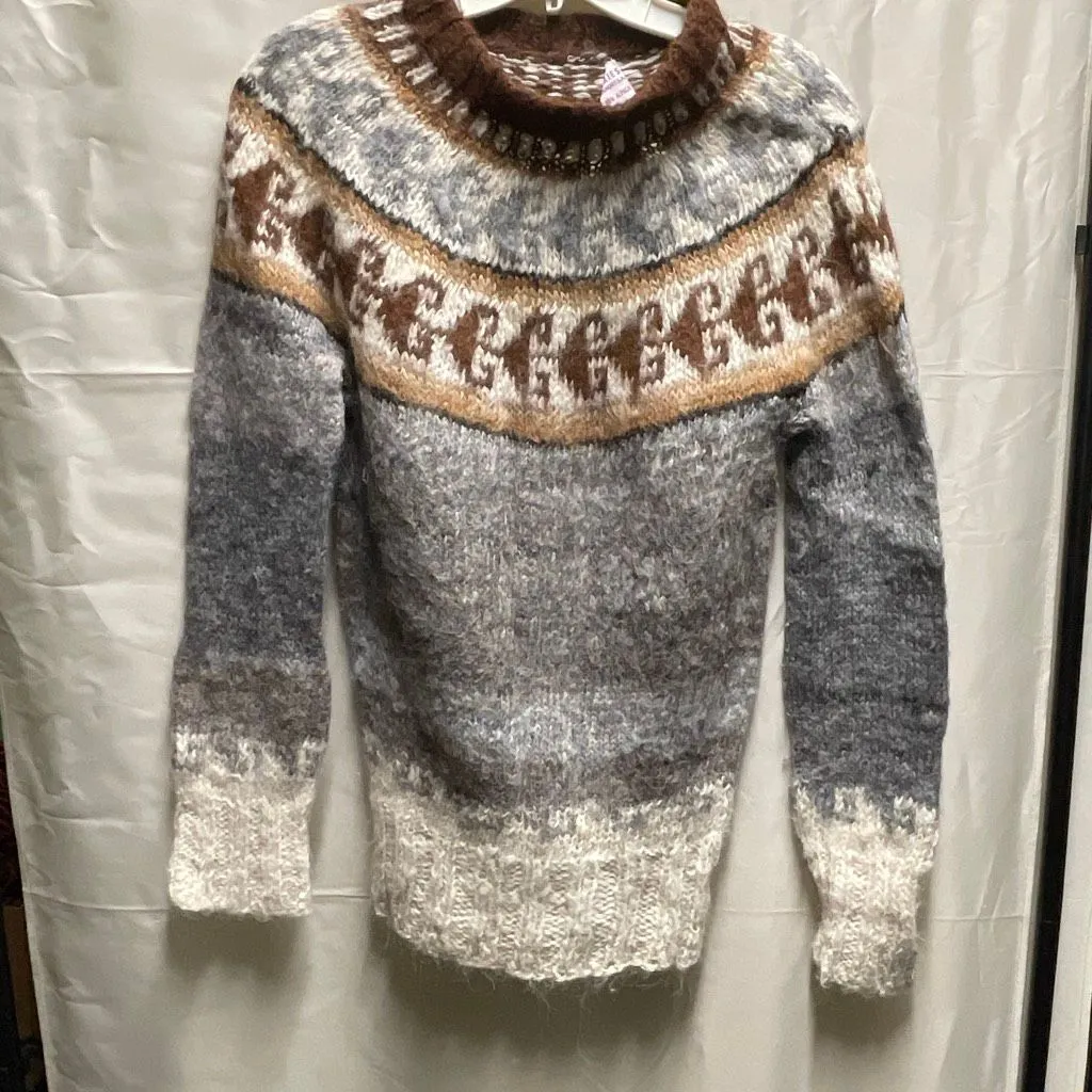 Aries Export size Medium 100% Alpaca made in Peru sweater. Brown - Image 2