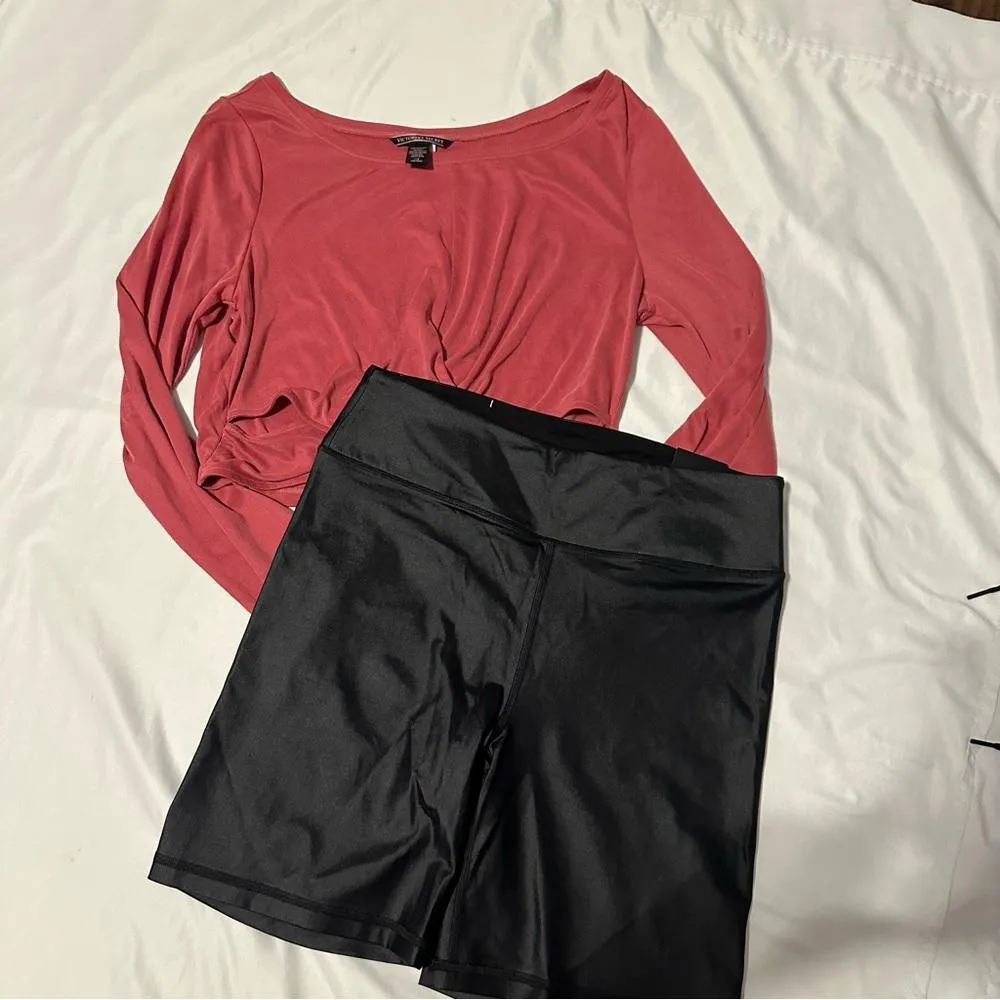 Victoria’s Secret Activewear Set Long sleeve crop shirt and bike shorts - Image 5