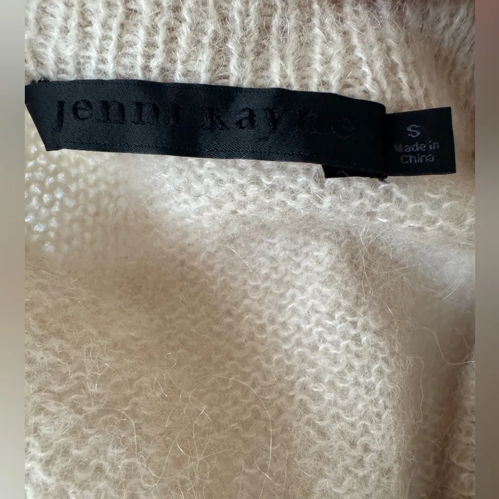 Jenni Kayne Boyfriend Alpaca Wool Knit Cardigan Sand Cream Off White Small - Image 5