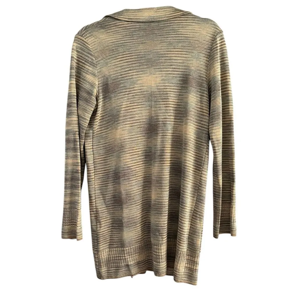 M Missoni Gold Metallic Striped Button Blazer Cardigan Sweater Women’s Size 8 - Image 2